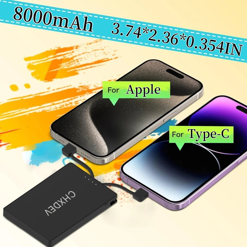CHXDEV Mini Magnetic Power Bank Ultra-Thin 8000mAh Charger , Mini Power Banks For Card Holder Wallet, For IPhone XIAOMI Samsung