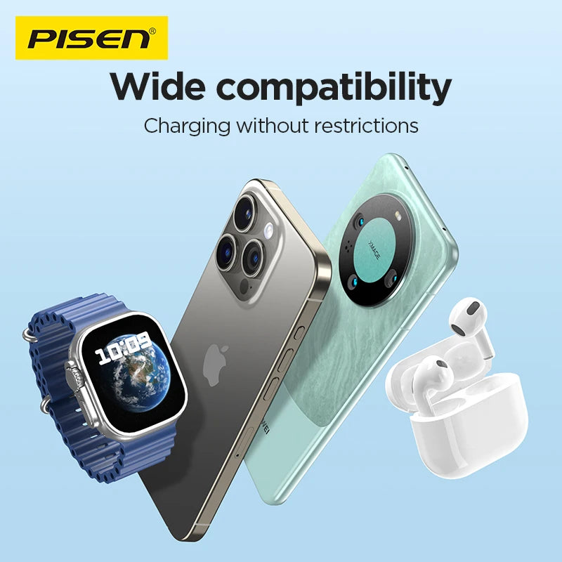 PISEN Wireless Power Bank Magnetic 10000mAh 20W Fast Charging AI Temperature Control LED Display For iPhone 16 15 14 13