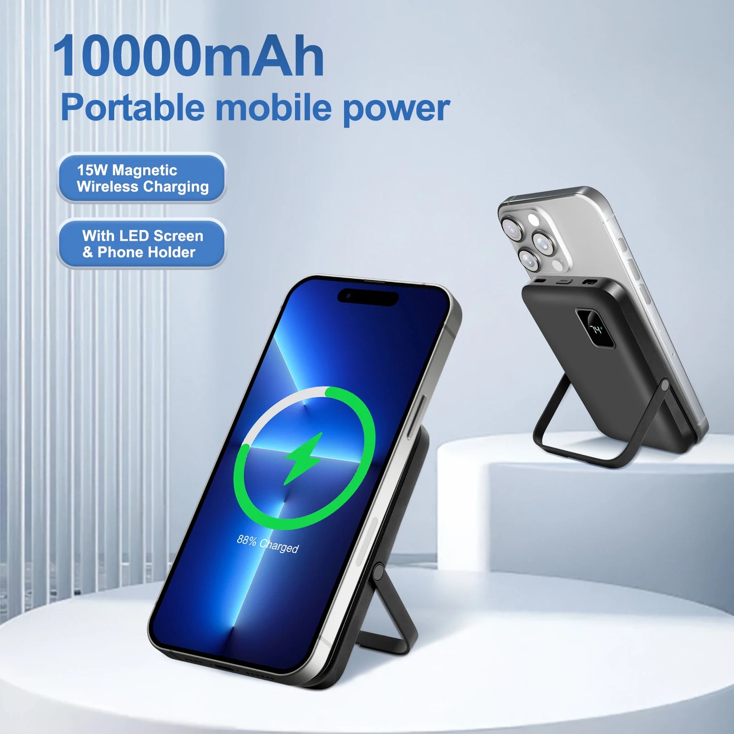 10000mAh Magnetic Wireless Power Bank Fast Charging Capacity Portable 15W LED Display Magsafe for IPhone 17 16 15 14 12 Pro Max