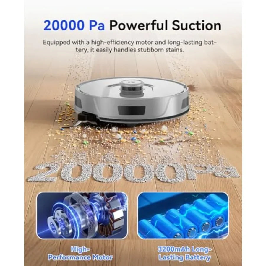 Robot Vacuum for Pet Hair and Carpets, 20000 Pa Suction with Mop Function, Gray R11, Lidar Navigation, 90-Day Self-Emptying, 5G