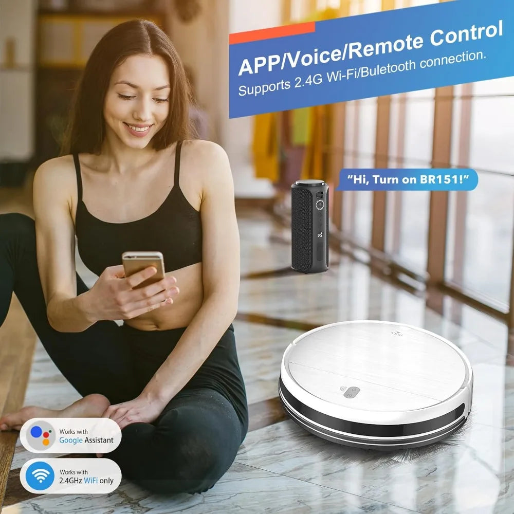 2-in-1 Robot Vacuum and Mop Combo, App/Alexa/Voice Control, Slim Self-Charging, Strong Suction & Long Runtime for Hard Floor Pet Hair Carpet