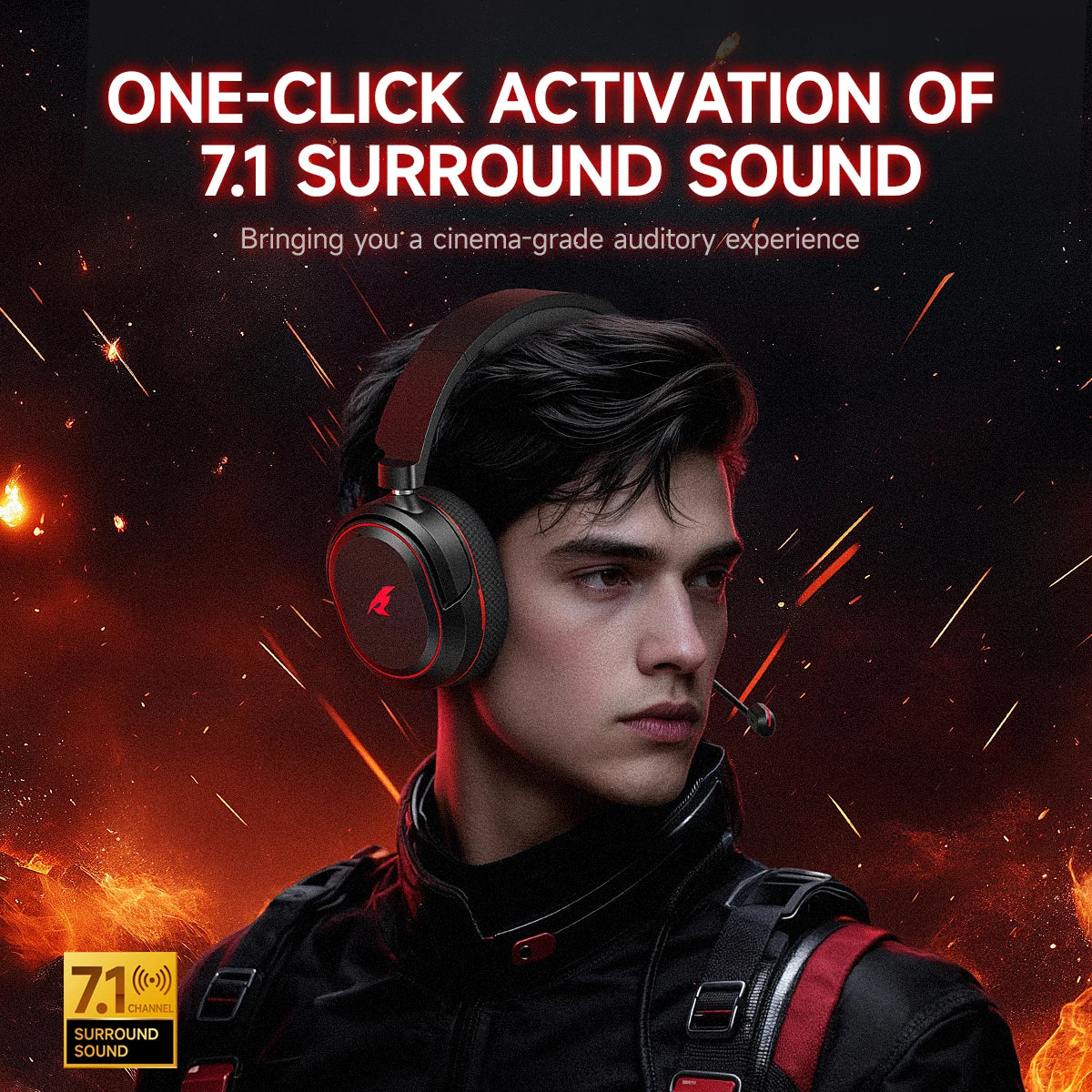 Picun G2 2.4G Wireless Gaming Headset Bluetooth Headphones 5ms Low Latency 7.1 Surround ENC Mic For PC PS4 PS5 Phone Switch