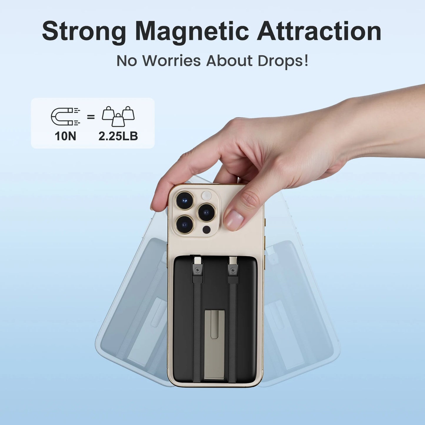 10000mAh Wireless Magnetic Power Bank 2-in-1 Fast Charging PD 22.5W Portable External Battery for For iPhone Samsung iWatch