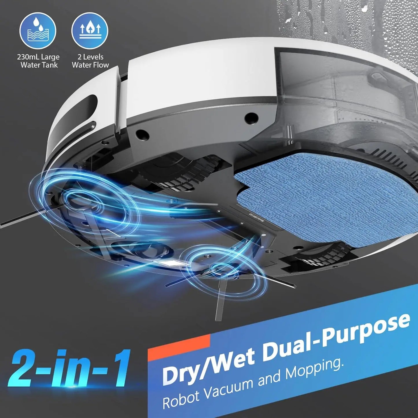 2-in-1 Robot Vacuum and Mop Combo, App/Alexa/Voice Control, Slim Self-Charging, Strong Suction & Long Runtime for Hard Floor Pet Hair Carpet