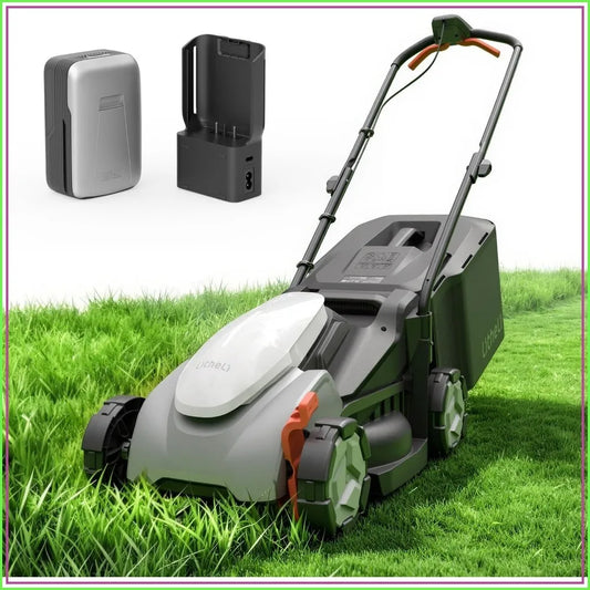 14 Inch Cordless Lawn Mower, Brushless Motor Push Mower with 5.0Ah Battery & Charger, Cuts up to 3500 Sq. Ft, 5-Position Height Adjustment (1-2.5 in), Lightweight Design