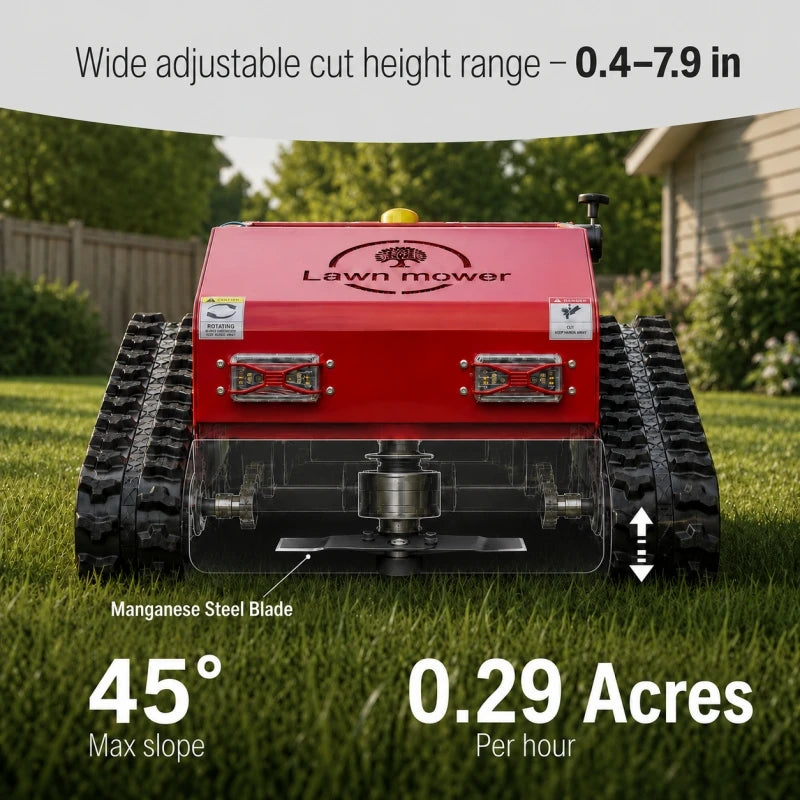 Remote Controlled All-Terrain Crawler Lawn Mower,550mm Cutting Width Self-Propelled Rechargeable Robotic Grass Cutter for Garden