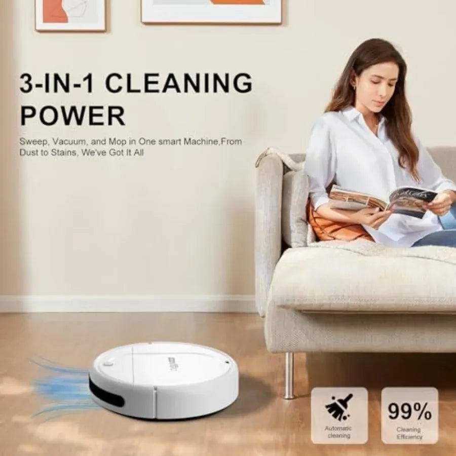 Home tile cleaning robot vacuum and mop combo with wireless touch button, silent operation, advanced obstacle avoidance, black