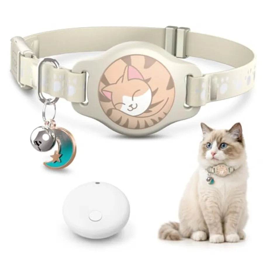 Cat Tracker Collar Waterproof Airtag Cat Collar with Finder Tag iOS ONLY Not for Android Devices,Compatible with Apple Find My,