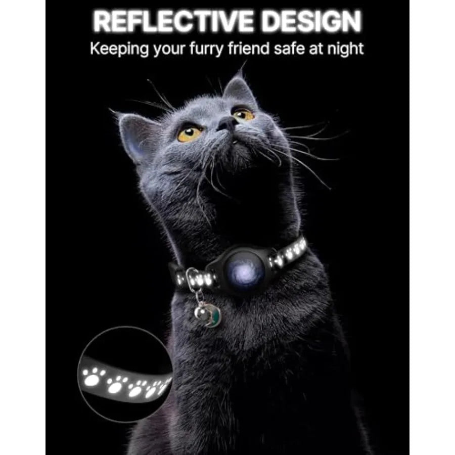 Cat Tracker Collar Waterproof Airtag Cat Collar with Finder Tag iOS ONLY Not for Android Devices,Compatible with Apple Find My,