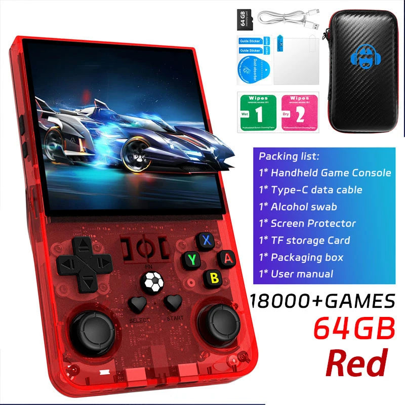 Ship From US R36MAX Handheld Game Console 4‘’HD Screen 64/128G Retro Game Console Portable Pocket Game Player
