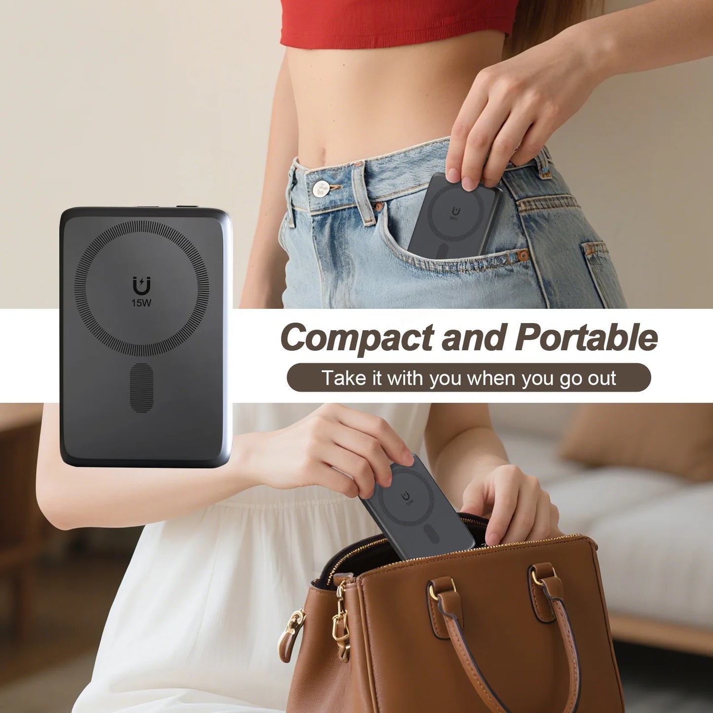 10000mAh Wireless Magntic PowerBank Adapter 22.5W Portable Battery 4 IN 1 Fast Charging For MagSafe iPhone Samsung Xiaomi