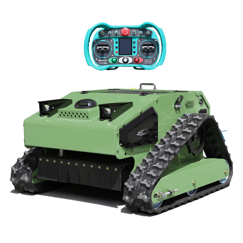 Remote Control Lawn Mower 600mm Cutting Width 55° Climbing Tracked Grass Cutter 24V Electric Remote Lawn Mower For Garden Hillside Weeding